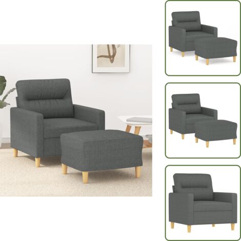 Silla de lectura - vidaXL Sillón con taburete tela gris oscuro 60 cm - Silla de televisión