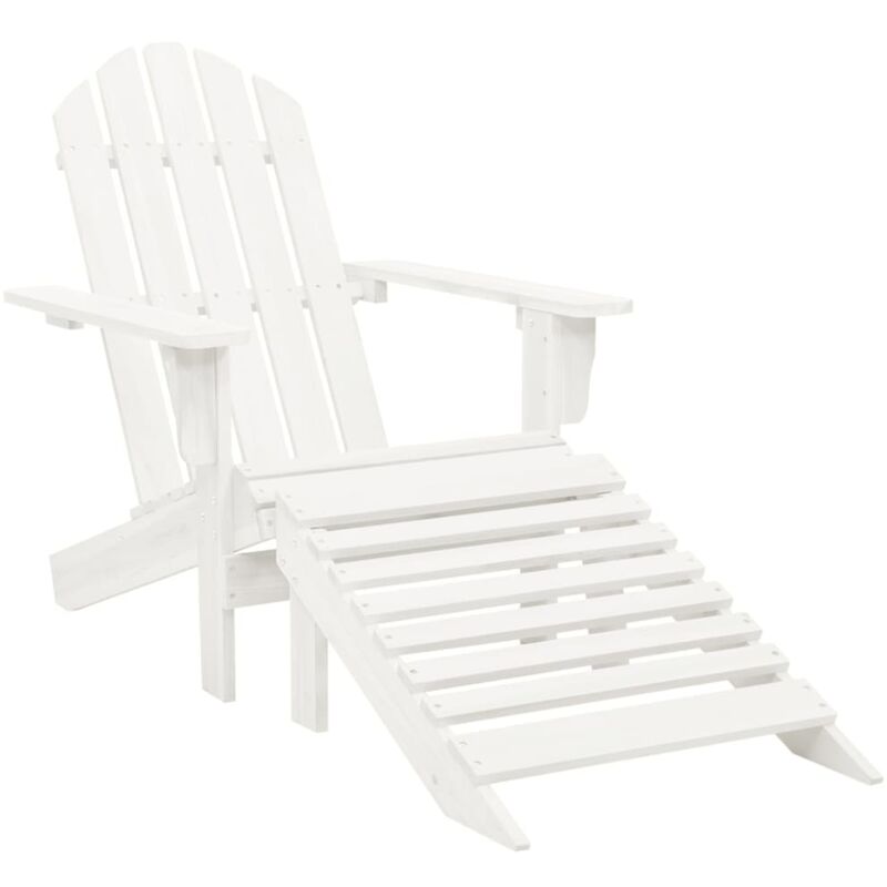 

vidaXL Silla de jardín con otomana madera blanca - Blanco
