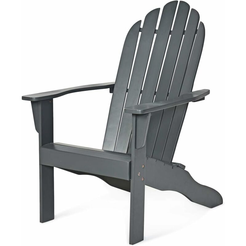

Silla de Madera de Jardín Sillón Relax para Exterior Terraza Patio Piscina (Gris)