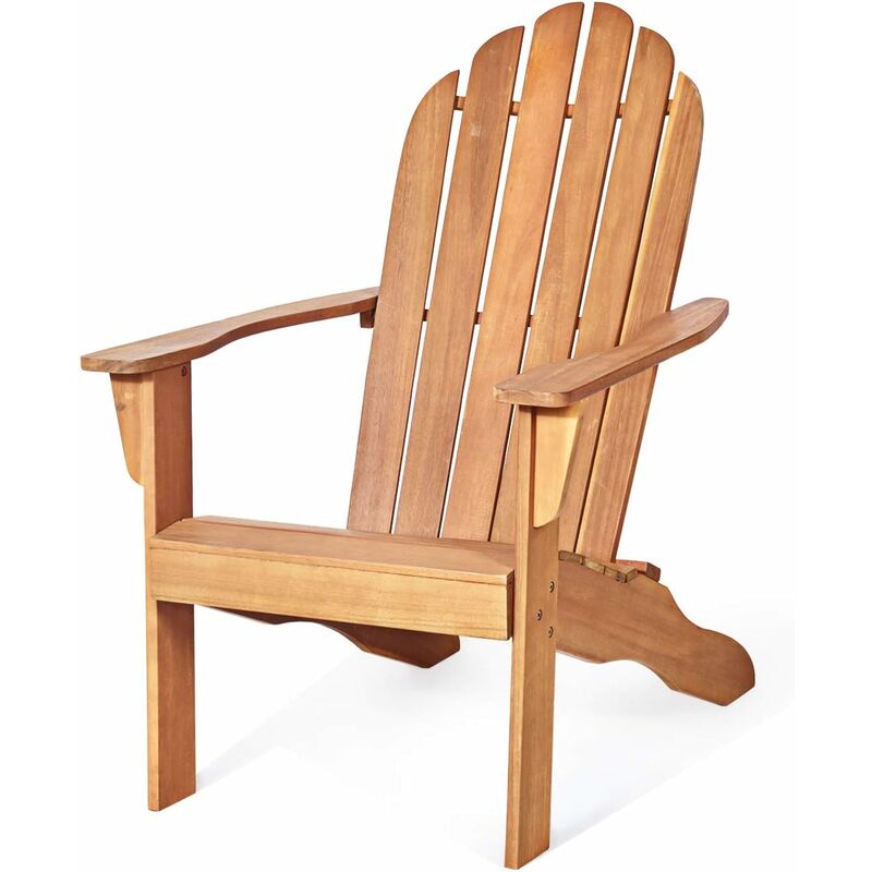

Silla de Madera de Jardín Sillón Relax para Exterior Terraza Patio Piscina (Madera Natural)