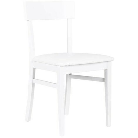Silla de madera lacada blanca con asiento de similpiel 445xh. 82 cm