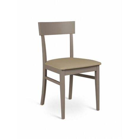 Silla de madera lacada en color tortora con asiento de similpiel 445xh. 82 cm