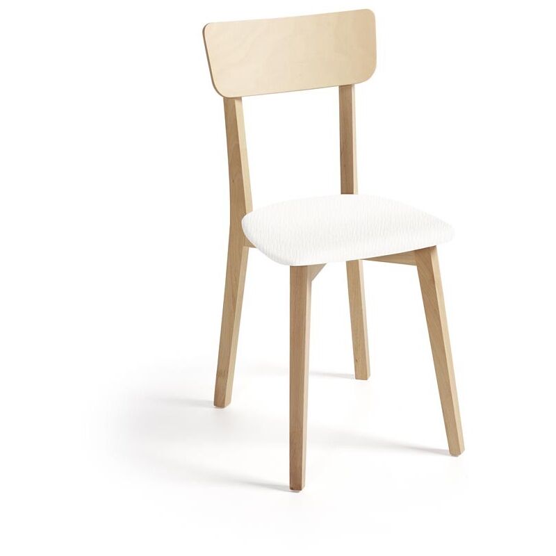 

Silla de madera para cocina Zaragoza | Tapizado: Polipiel Blanca - Polipiel Blanca