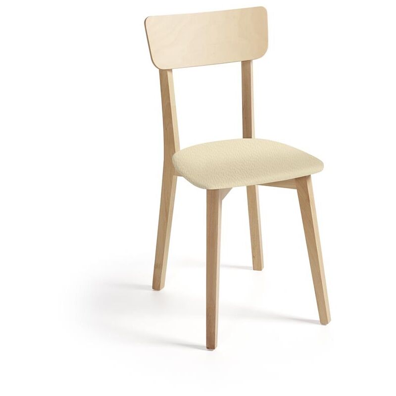 

Silla de madera para cocina Zaragoza | Tapizado: Polipiel Crema - Polipiel Crema