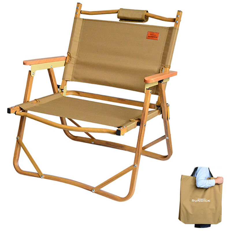 

Silla de madera plegable portatil Silla de ocio ultraligera Silla de playa para la siesta para acampar y pescar Picnic,Marron