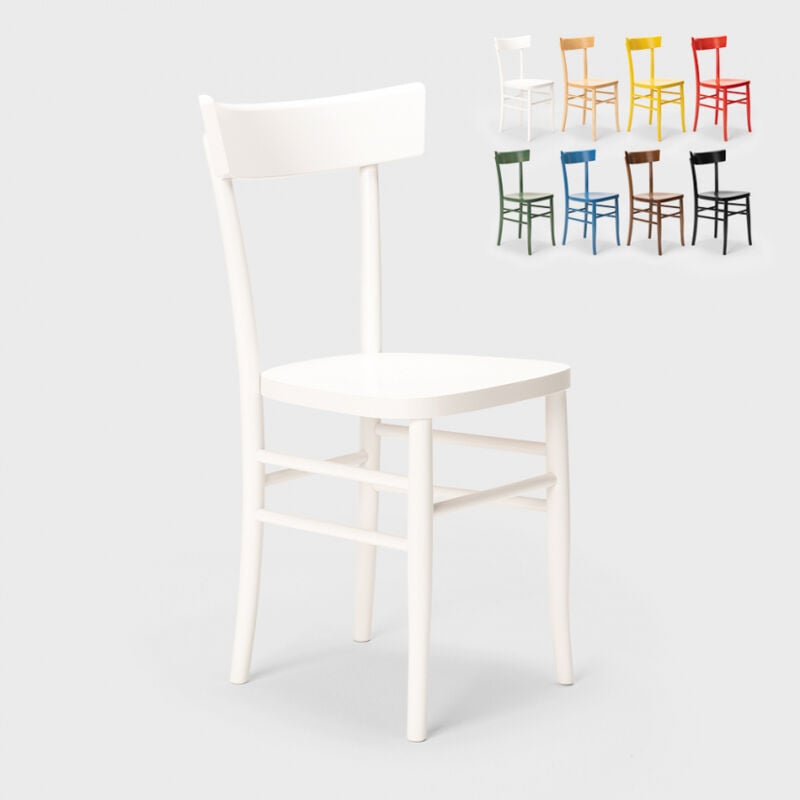 

Silla de madera rústica clásica para comedor cocina bar restaurante Milano | Blanco