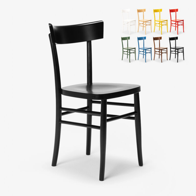 

Silla de madera rústica clásica para comedor cocina bar restaurante Milano | Negro