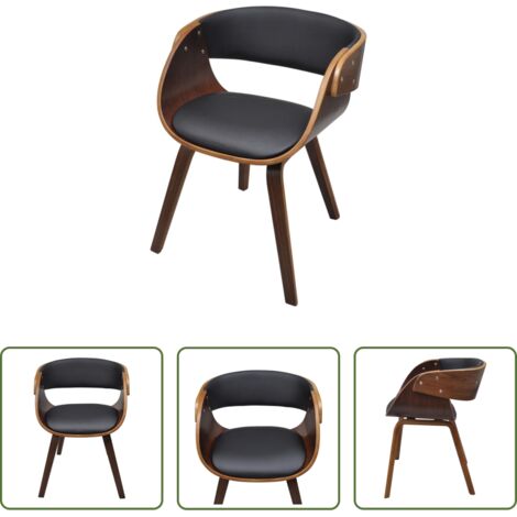 Silla de madera -  Silla de comedor de madera curvada y cuero sintético