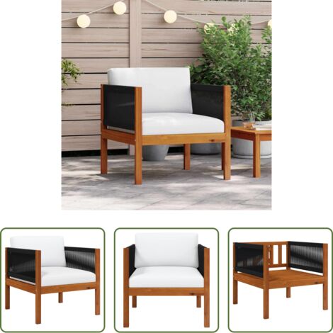 Silla de madera -  Silla de jardín con cojín madera maciza de acacia