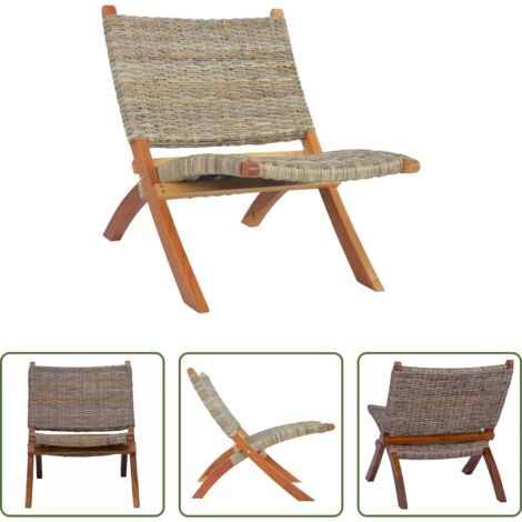 Silla de madera -  Silla de ratán kubu natural y madera maciza de caoba