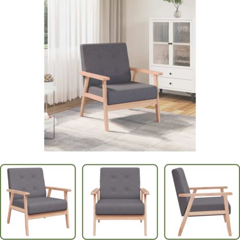 Silla de madera -  Sillón de tela gris oscuro
