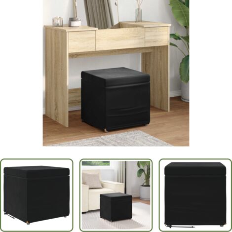 Silla de madera -  Taburete Negro 41 x 41 x 40 cm Terciopelo y Madera Fabricada