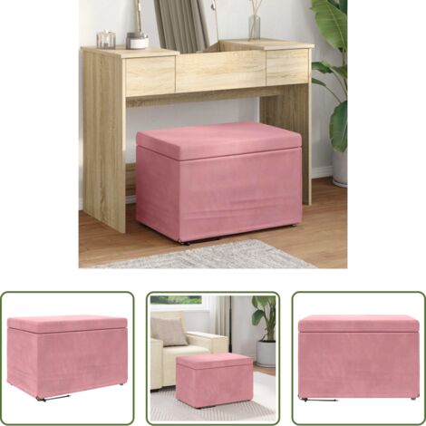 Silla de madera -  Taburete Rosa 61 x 41 x 40 cm Terciopelo y Madera Fabricada