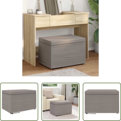 Silla de madera -  Taburete Taupé 61 x 41 x 40 cm Tela y Madera Ingeniería