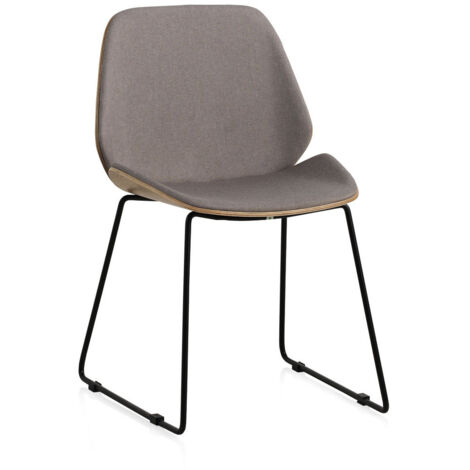 Silla De Madera Tapizada Patas Metálicas Negras, Pack 2 Unidades
