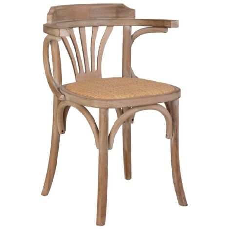 Silla de madera y asiento de ratán 40x40x80h cm