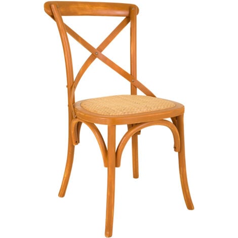 Silla de madera y asiento de ratán marrón 44x42x46/88