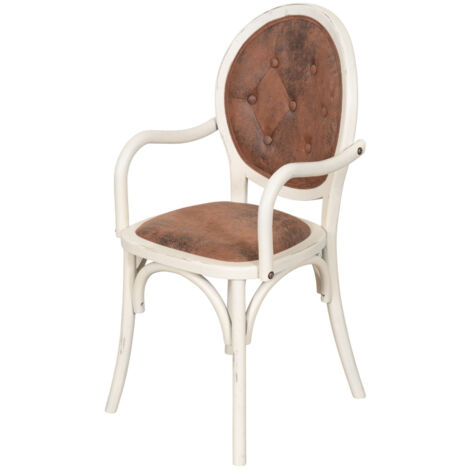 Silla de madera y piel sintética Sillas con reposabrazos Comedor y cocina Sillón tapizado Sillón de sala Dormitorio