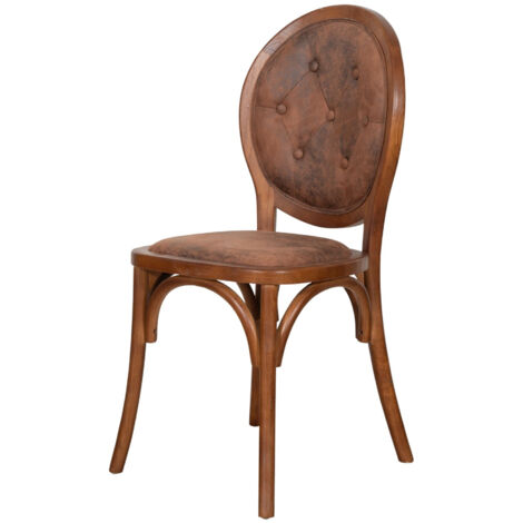 Silla de madera y piel sintética Sillas con respaldo capitoné para comedor Sillón tapizado para salón Sillones para dormitorio