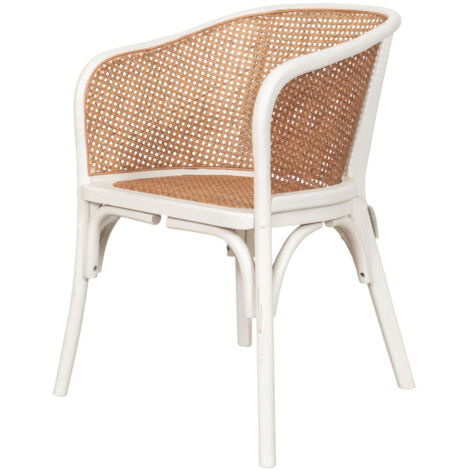 Silla de madera y ratán Silla con reposabrazos rústicas Silla retro para comedor, cocina, restaurante Silla de paja vintage
