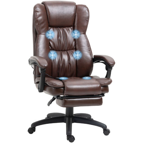 Silla de masaje con 6 puntos de masaje con altura ajustable giratoria reclinable reposapiés retráctil y control remoto 68,5x68,5x113-121 cm