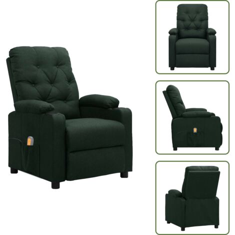 Silla de masaje con 6 puntos - vidaXL Sillón de masaje de tela verde oscuro - Silla de masaje manual