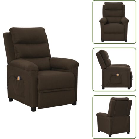 Silla de masaje con 6 puntos - vidaXL Sillón de masaje eléctrico tela marrón oscuro - Silla de masaje con mando