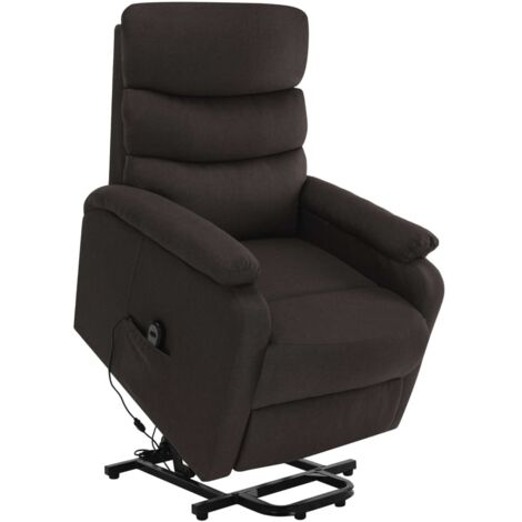 Silla de masaje elevable de tela marrón oscuro vidaXL