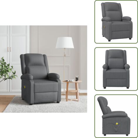 Silla de masaje manual - vidaXL Sillón de masaje de cuero sintético gris antracita - Silla de masaje con vibración