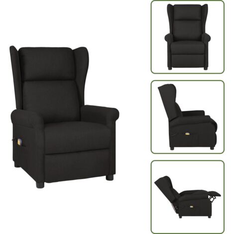 Silla de masaje manual - vidaXL Sillón de masaje de tela negro - Silla de masaje con 6 puntos