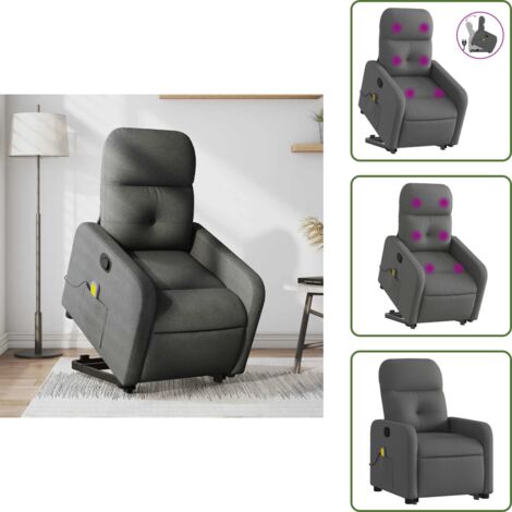 Silla de masaje para adultos - vidaXL Silla de masaje reclinable de pie de tela gris oscuro - Silla de masaje para personas mayores
