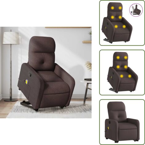 Silla de masaje para adultos - vidaXL Silla de masaje reclinable de pie de tela marrón oscuro - Silla de masaje para personas mayores