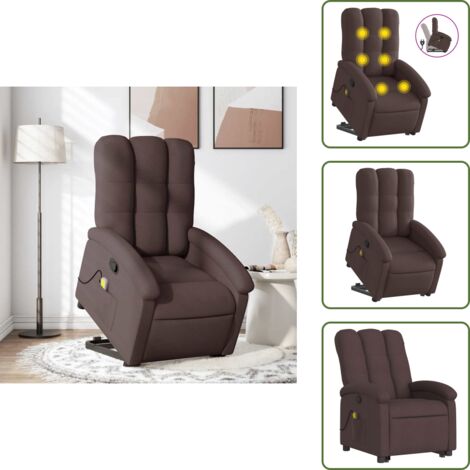 Silla de masaje para adultos - vidaXL Silla de masaje reclinable de pie de tela marrón oscuro - Silla de masaje para personas mayores