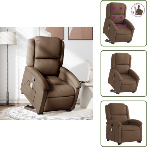 Silla de masaje para adultos - vidaXL Silla de masaje reclinable de pie de tela marrón - Silla de masaje para personas mayores