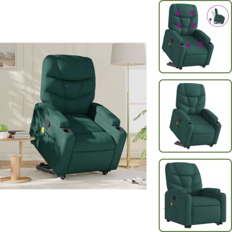 Silla de masaje para adultos - vidaXL Silla de masaje reclinable de pie de tela verde oscura - Silla de masaje para personas mayores