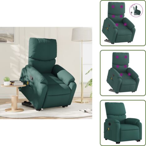 Silla de masaje para adultos - vidaXL Silla de masaje reclinable de pie de tela verde oscura - Silla de masaje para personas mayores