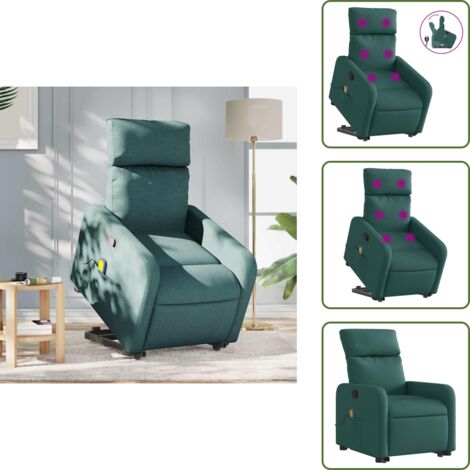 Silla de masaje para adultos - vidaXL Silla de masaje reclinable de pie de tela verde oscura - Silla de masaje para personas mayores