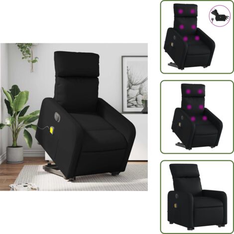 Silla de masaje para adultos - vidaXL Sillón de masaje elevable eléctrico cuero sintético negro - Silla de masaje para personas mayores