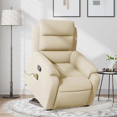 Silla de masaje reclinable de pie de tela color crema vidaXL