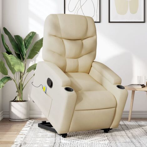 Silla de masaje reclinable de pie de tela color crema vidaXL