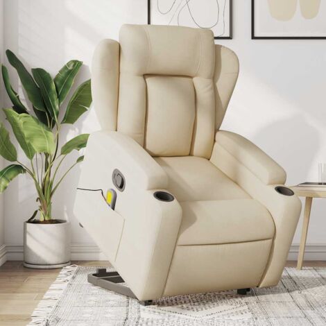 Silla de masaje reclinable de pie de tela color crema vidaXL