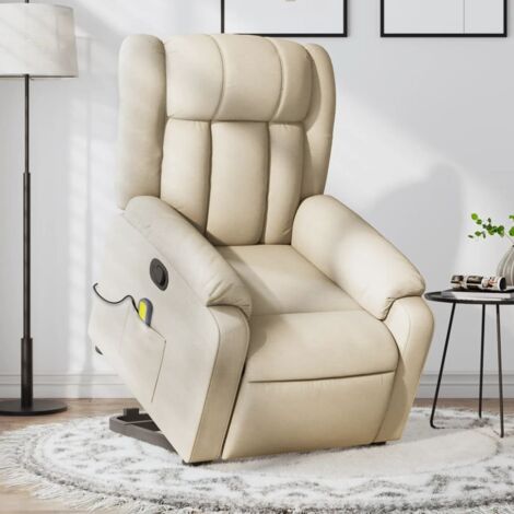 Silla de masaje reclinable de pie de tela color crema vidaXL