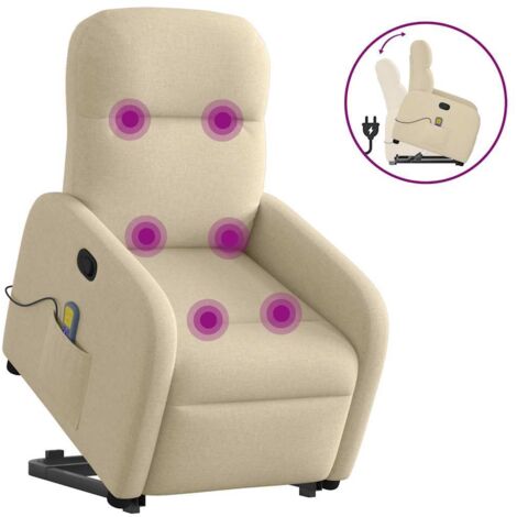 Silla de masaje reclinable de pie de tela color crema vidaXL