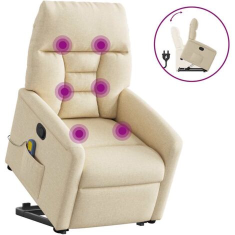 Silla de masaje reclinable de pie de tela color crema vidaXL