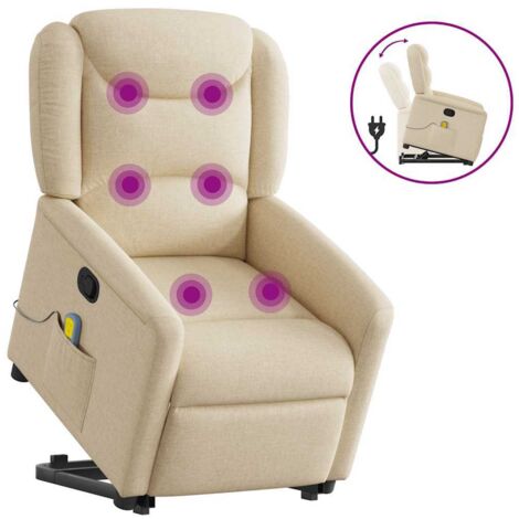 Silla de masaje reclinable de pie de tela color crema vidaXL