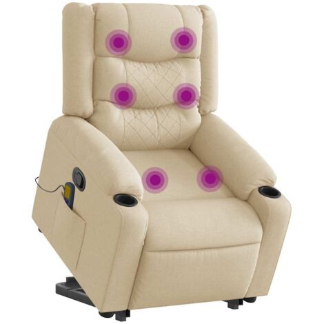 Silla de masaje reclinable de pie de tela color crema vidaXL