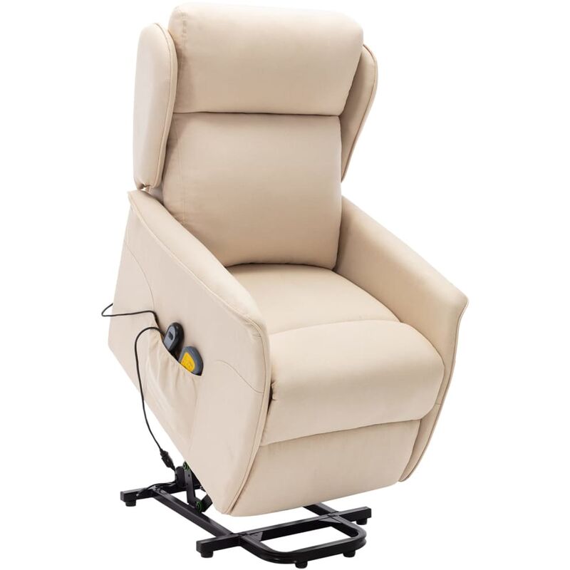

Silla de masaje reclinable de pie de tela crema