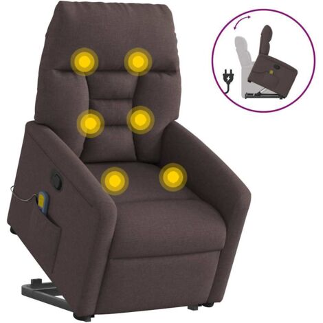 Silla de masaje reclinable de pie de tela marrón oscuro