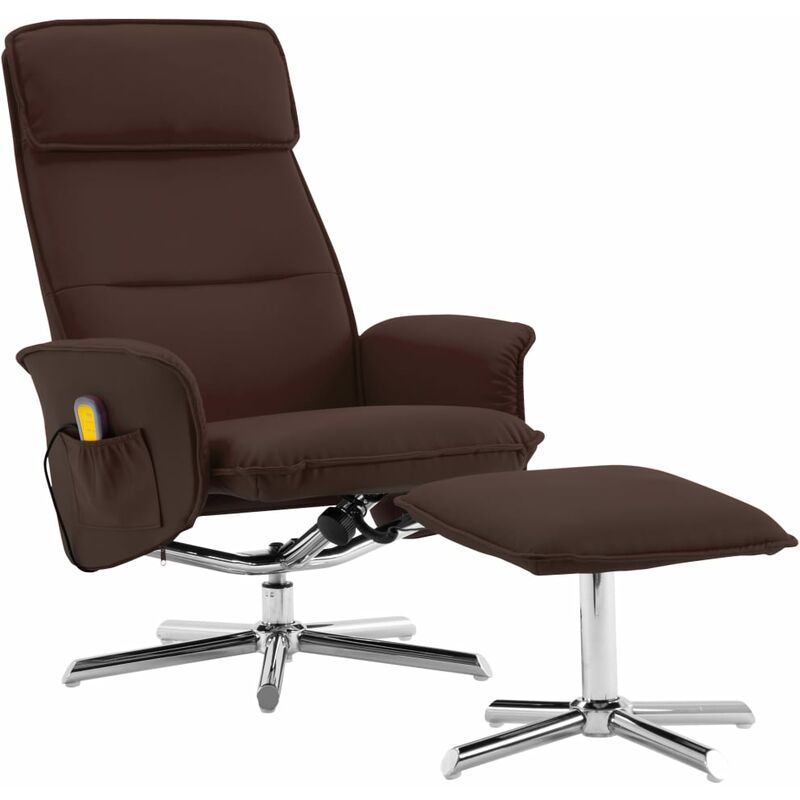 

Silla de masaje reclinable y reposapiés cuero sintético marrón