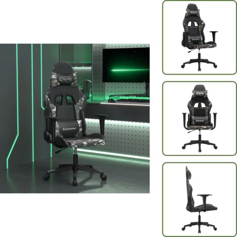 Silla de masaje - vidaXL Silla gaming de masaje cuero sintético negro y camuflaje - Silla ergonómica